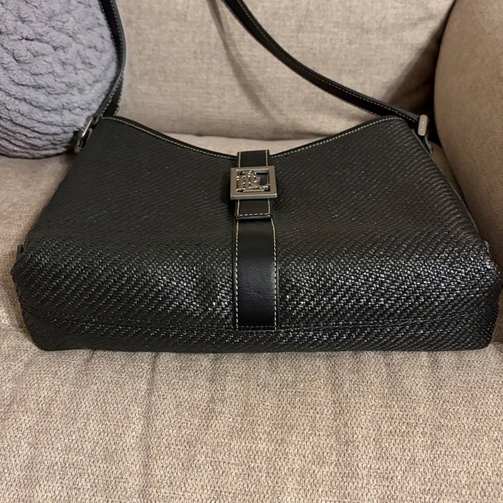 Lauren Ralph Lauren Black woven Shoulder Hobo Bag - Picture 14 of 15